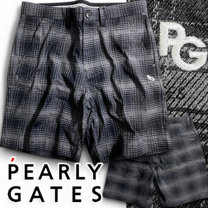 PEARLY GATES パーリーゲイツ 定価3.1万 VORTEX 先染めチェック柄 ショートパンツ ショーツ ゴルフウェア 2232805 020 6 ▲035▼50501w10拍卖