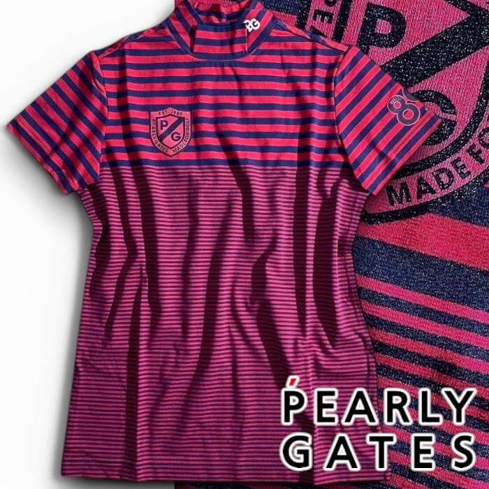 PEARLY GATES パーリーゲイツ 定価1.4万 日本製 吸汗速乾×接触冷感 ボーダー 半袖 カットソー レディース 2267704 121 0 ▲016▼50506w03拍卖