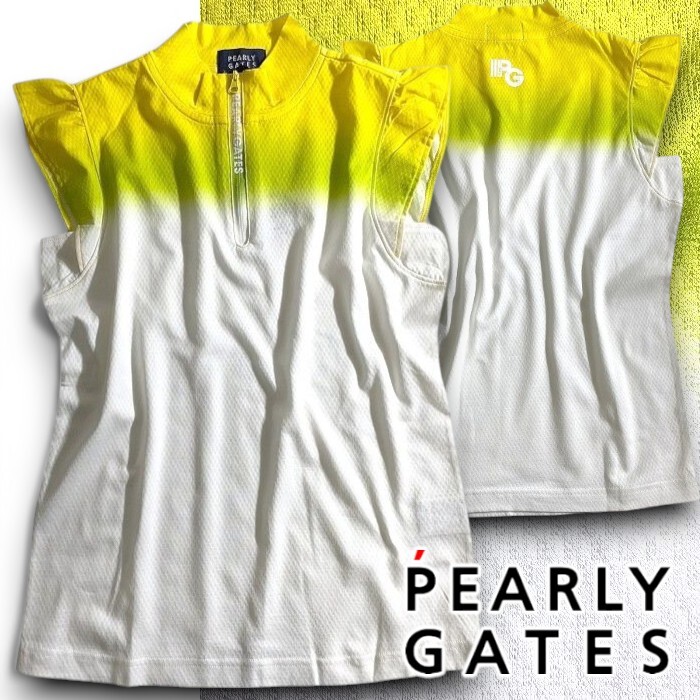PEARLY GATES パーリーゲイツ 定価1.9万 日本製 グラデーション ショートスリーブ カットソー レディース 2267804 031 1 ▲022▼50506w08拍卖