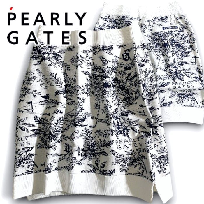 PEARLY GATES パーリーゲイツ 定価3.5万 ウォームコットン ニット 花柄 ミニスカート ゴルフ レディース 2234918 031 1 ▲039▼50507w02拍卖