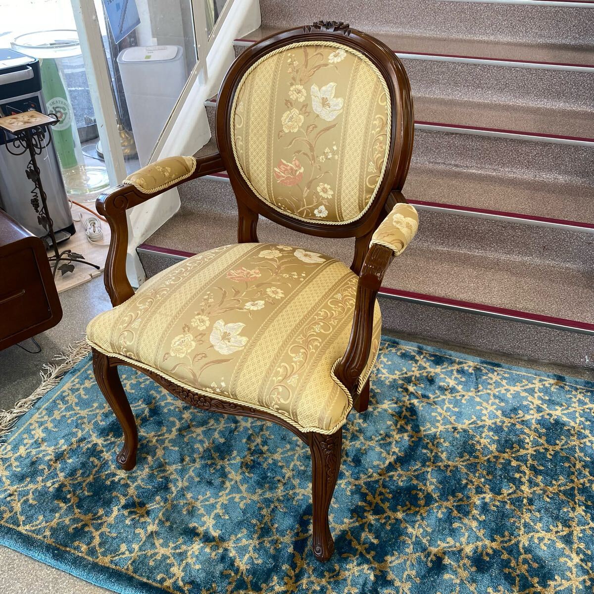 イタリア製 ロココ調 アームチェア ダイニングチェア アンティーク 612拍卖