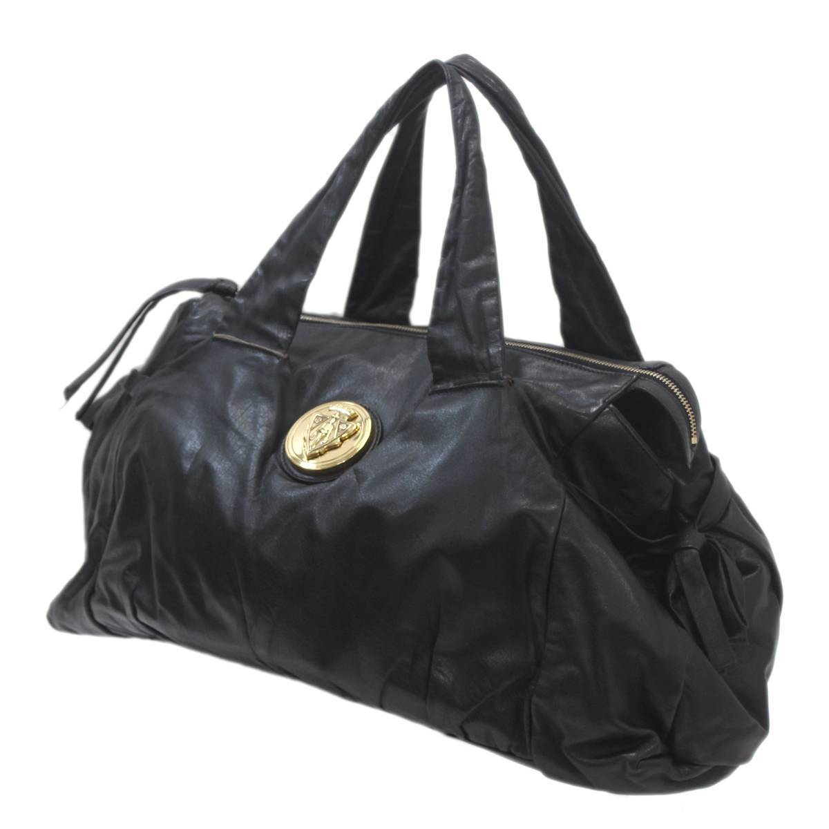 GUCCI / グッチ ハンドバッグ トートバッグ ヒストリアロゴ ブラック 197021 レザー NO Bランク拍卖