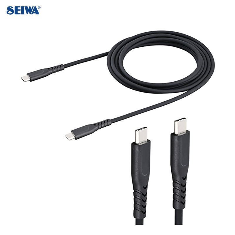抗菌やわらかUSBケーブルCtoC Type-C コード1.8m PD60W ノートPC充電 断線に強い 急速充電 セイワ D652拍卖