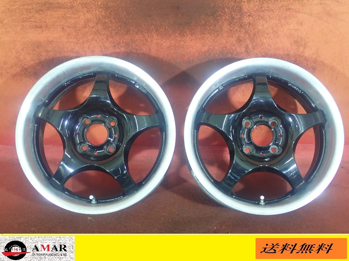 R15●【エンケイ サーキュラー:ブラック色(自家塗装)】中古ホイール /PCD 100/6.5J ★2本(H-8446A)送料無料/沖縄別途拍卖