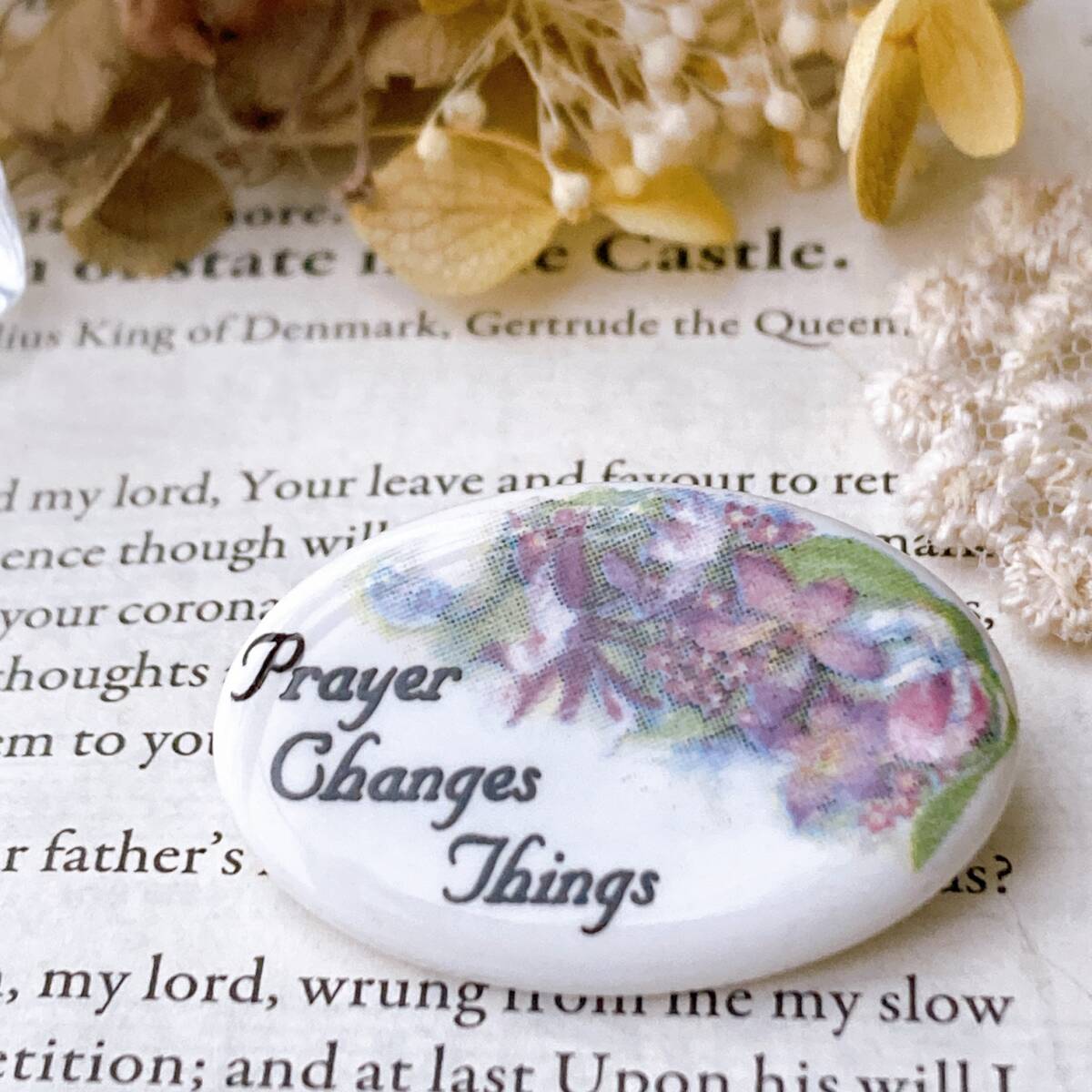 ヴィンテージブローチ セラミック ピンク フラワー Prayer Changes Things☆vintage jewelry accessoriesR0514拍卖