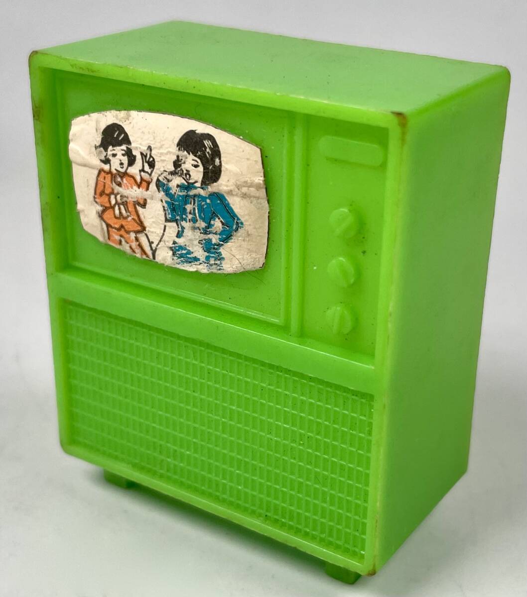 家具調カラーテレビ型の玩具(おままごと用?/ドールハウス用?/TV/TOY/昭和39年/レトロ/JUNK)拍卖