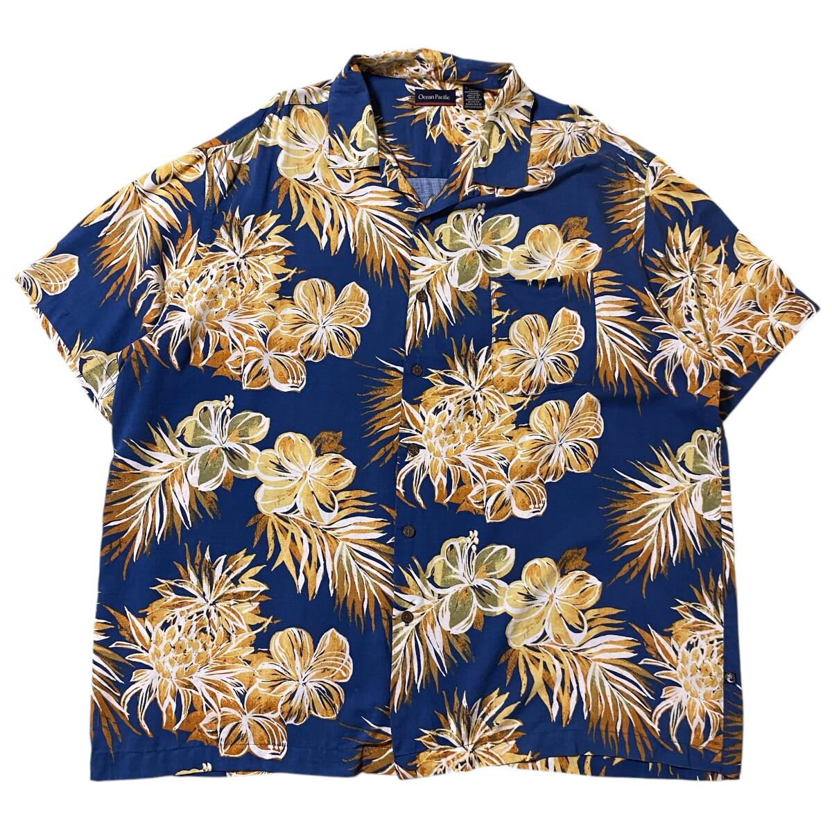アメリカ古着 OP オーシャンパシフィック アロハシャツ ハイビスカス 開襟 XXLサイズ レーヨン 【AL5】拍卖