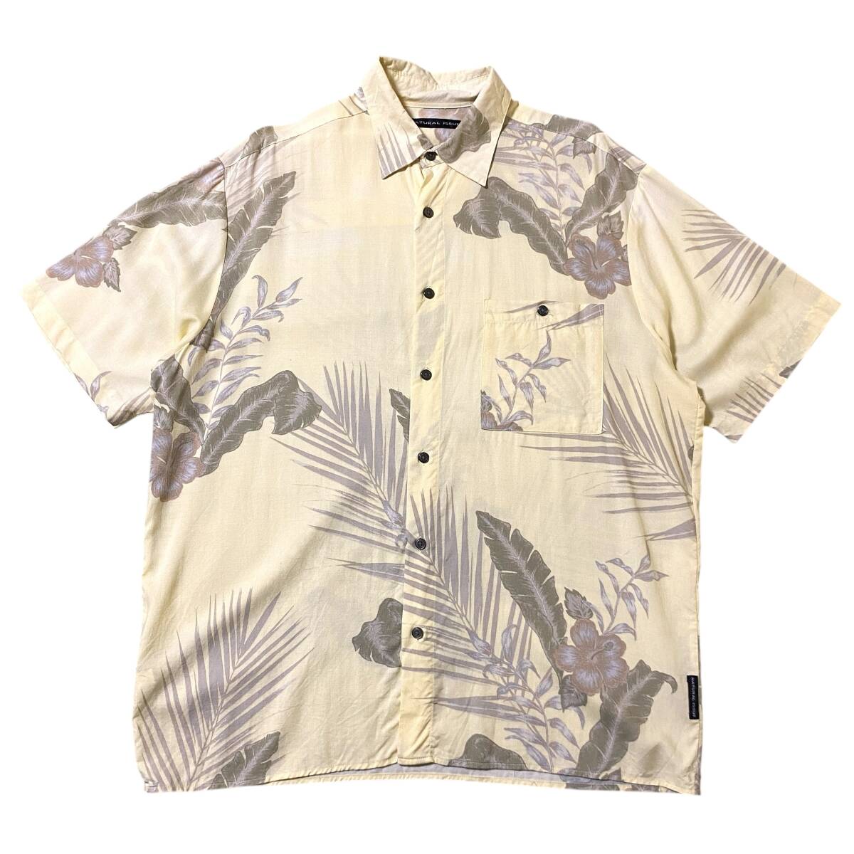アメリカ古着 ナチュラルイシュー アロハシャツ ハイビスカス ハワイアン Mサイズ US古着 【AL130】拍卖