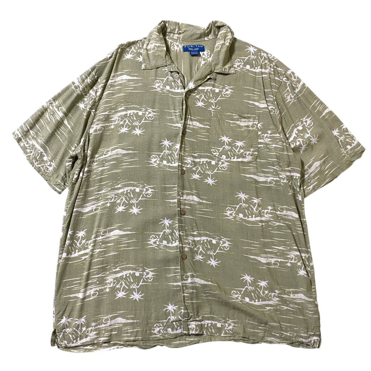 アメリカ古着 puritan ピューリタン アロハシャツ 開襟 オープンカラー レーヨン Lサイズ 【AL153】 拍卖