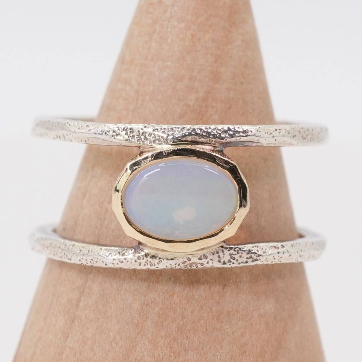 アガット シルバー×K10 オパール テクスチャー リング/24-3940S拍卖