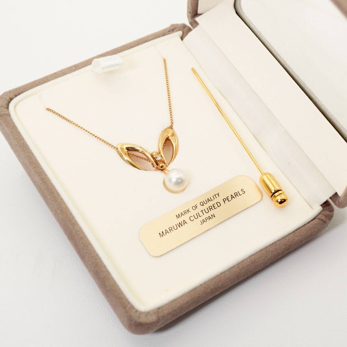 K18 K14 パール ネックレス ピンブローチ アコヤ 丸和/24-4136拍卖