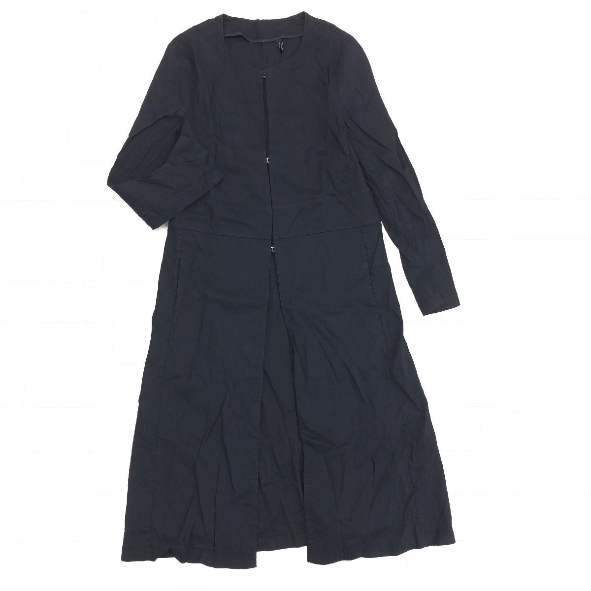 ●Theory セオリー 定価54,000円+税 CRUNCH ALVINGTON W 麻 リネン ノーカラー カーディガン P ブラック スプリングコート 春夏用 羽織り拍卖