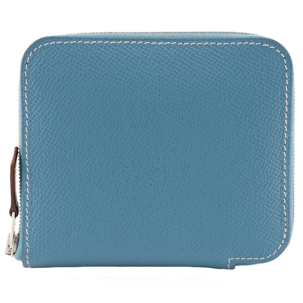 HERMES エルメス アザップコンパクト シルクイン B 二つ折り財布 ヴォーエプソン ブルージーン レディース【H110925071】中古拍卖