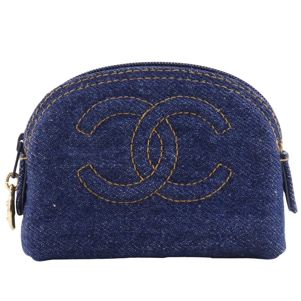 CHANEL シャネル ココマーク ミニポーチ 97P A02789X03304 ポーチ デニム 青 レディース【H140125807】中古拍卖