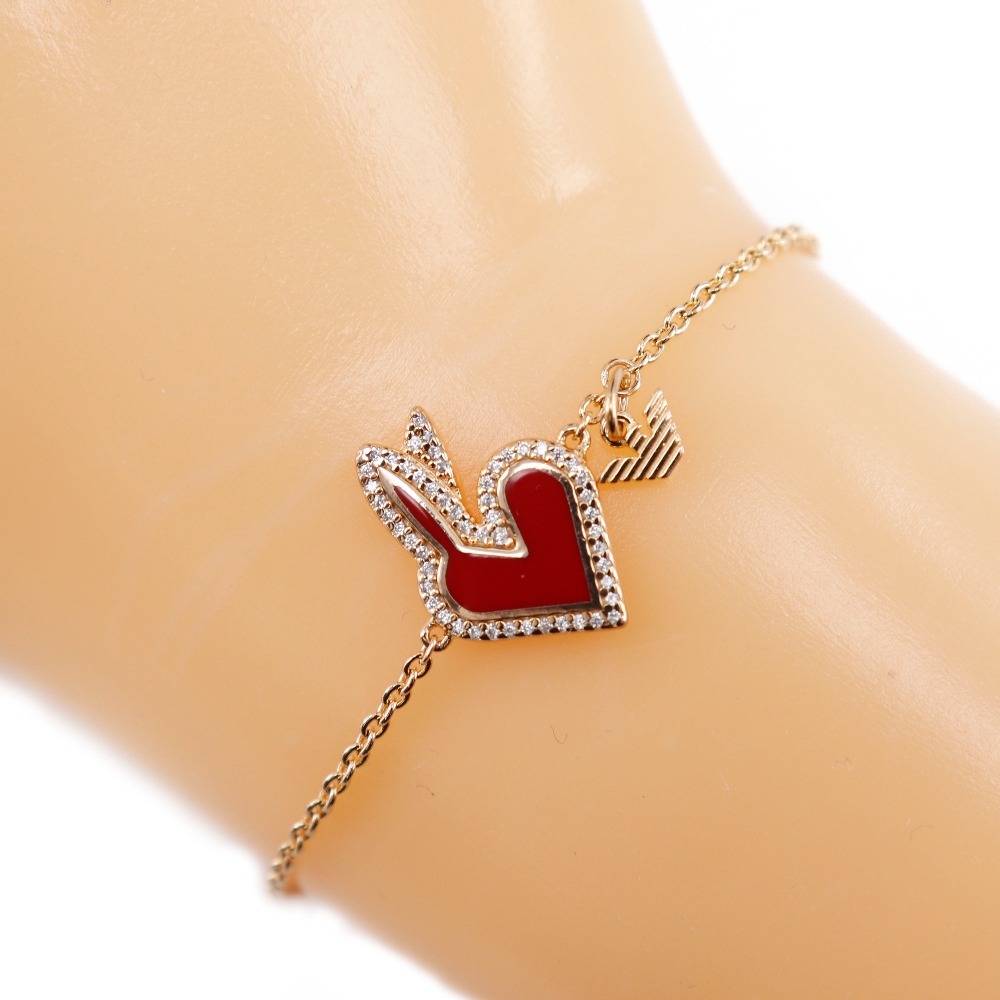 ARMANI エンポリオ・アルマーニ ステーション ハート ブレスレット シルバー925 ピンクゴールド 約4.1g レディース【I120125070】中古拍卖