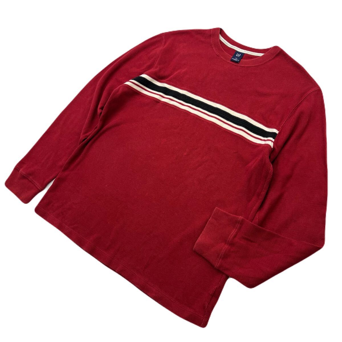 GAP ☆ ギャップ ライン デザイン ロンT 長袖 Tシャツ レッド L 通年 アメカジ 西海岸 ストリート スケーター 大人カジュアル 古着■AE351拍卖