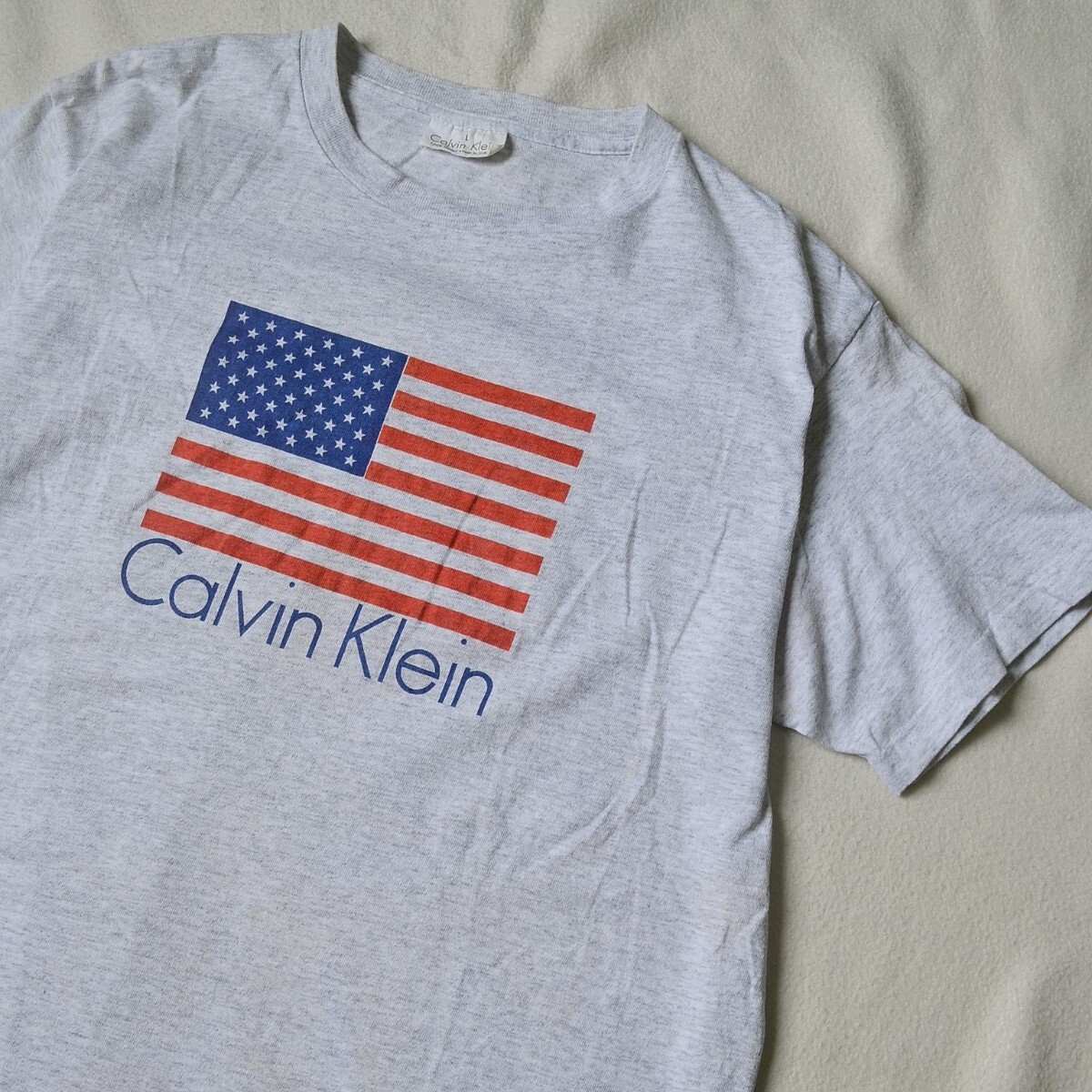 【90'S MADE IN USA】Calvin Klein カルバンクライン Tシャツ 星条旗 L ビンテージ拍卖