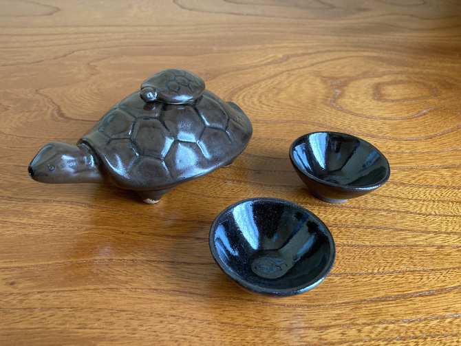 酒器セット 薩摩焼 黒薩摩 亀 1052拍卖