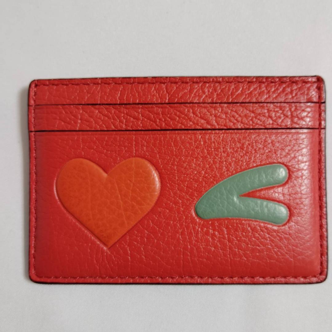 中古 COACH コーチ ハート&ピースモチーフ レザーパスケース カードケース ハート モチーフ ブランド 定期入れ パスケース拍卖