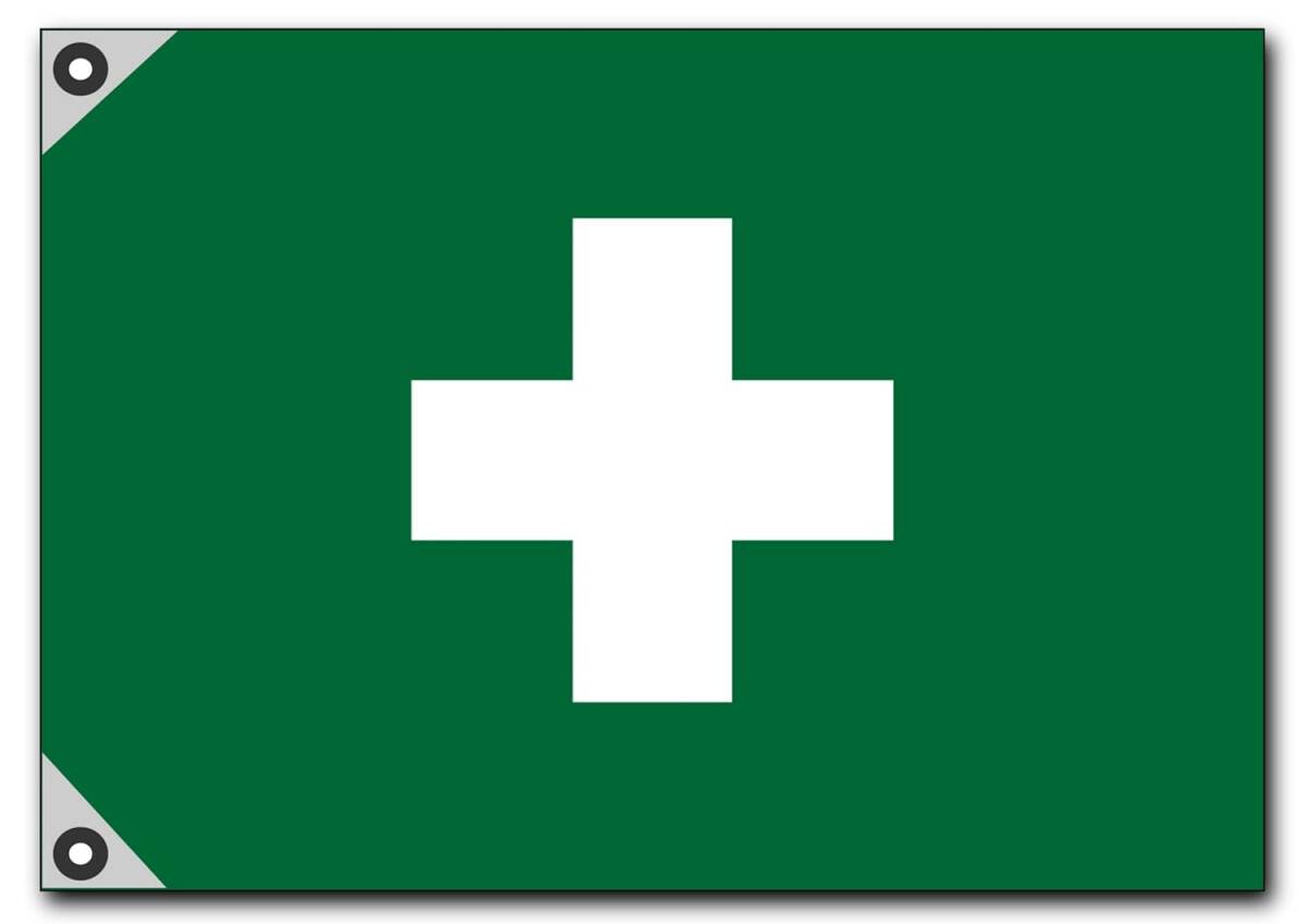 【労働衛生旗】 衛生旗 安全旗 緑十字 ミドリ十字 社旗 Safety Flag W1000㎜×H700㎜ 何枚でも送料360円拍卖