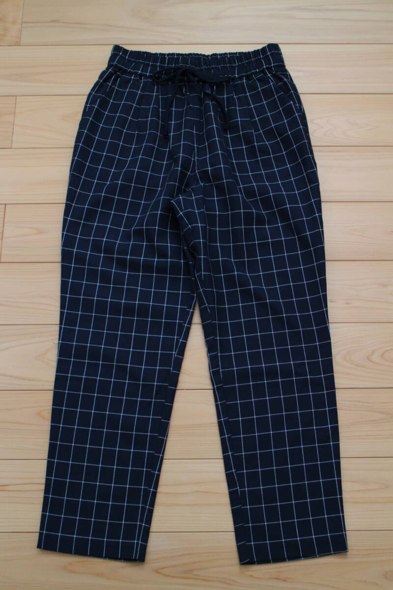 【素敵コスパ♪】*chocol raffine robeショコラフィネローブ*今旬大人シンプルチェック柄きれい目テーパードパンツ M ネイビー 通勤通学拍卖