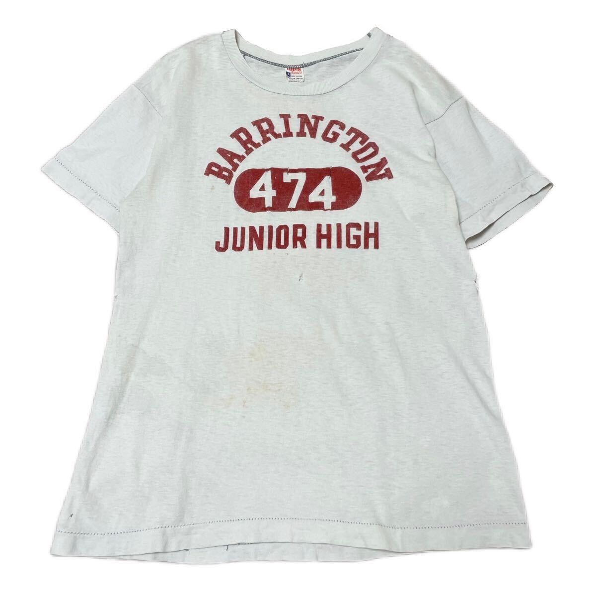 50s チャンピオン ランタグ フロッキー カラーフロッキー プリント カレッジ ナンバリング フェード ボロ Tシャツ USA製 60s 70s 80s 90s拍卖