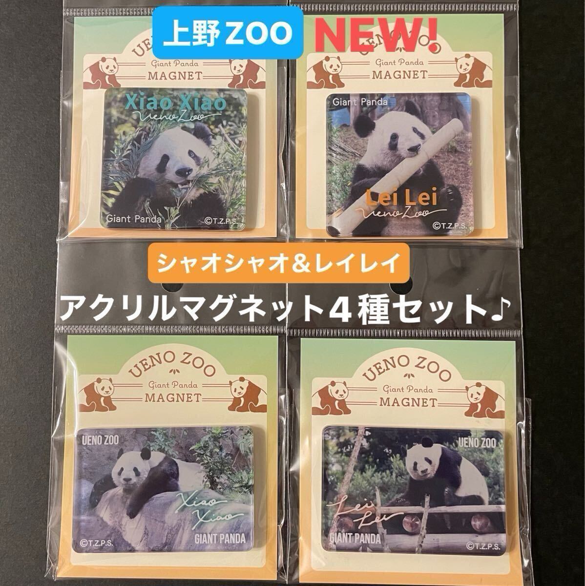 【新品・未開封】 シャオシャオ レイレイ 双子パンダ アクリルマグネット全4種セット 上野動物園 新商品 シャンシャン拍卖