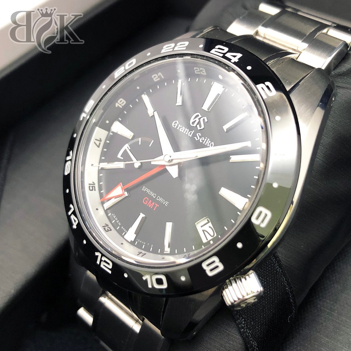 グランドセイコー スポーツコレクション GMT デイト SBGE253 9F66-0BB0 スプリングドライブ 自動巻き 時計 黒文字盤 GRAND SEIKO ♭ ∞拍卖