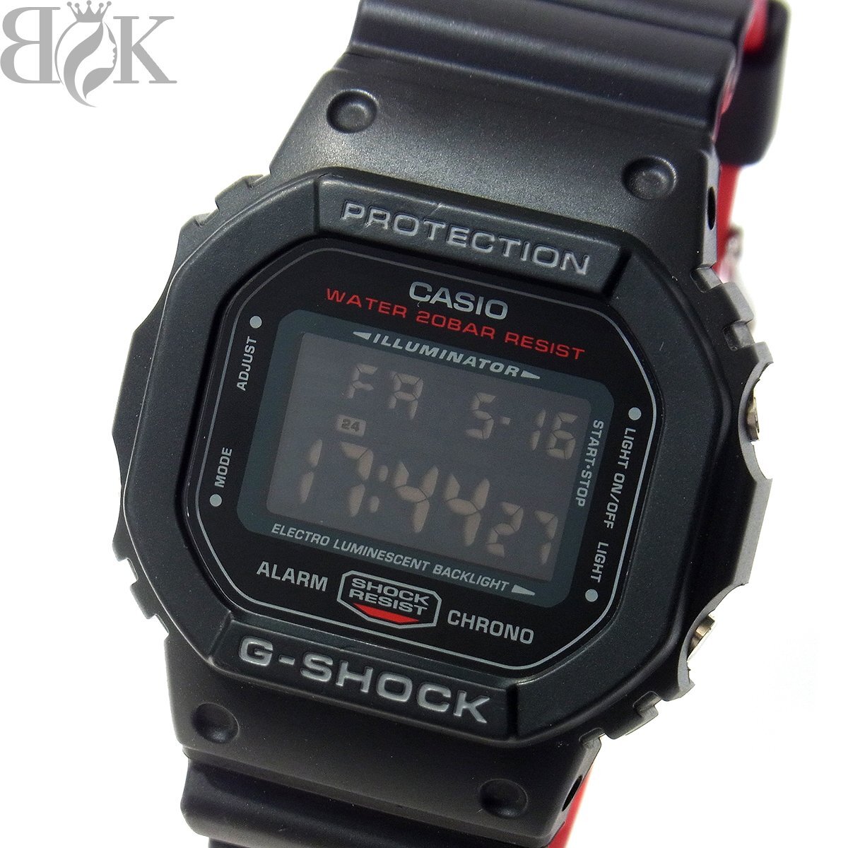極美品 カシオ G-SHOCK 5600シリーズ DW-5600HR-1JF メンズ 腕時計 デジタル クォーツ ブラック レッド 動作品 CASIO 〓拍卖