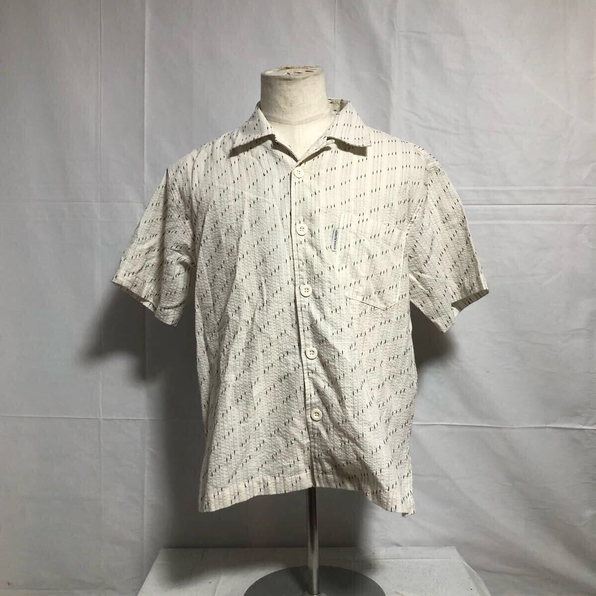 和楽の里 甚平 半袖シャツ 紳士甚平古着 和装 チェック 白 コットン 綿 サウナ ユニフォーム シャツ 半袖 パジャマ 温泉 夏祭り 父の日拍卖