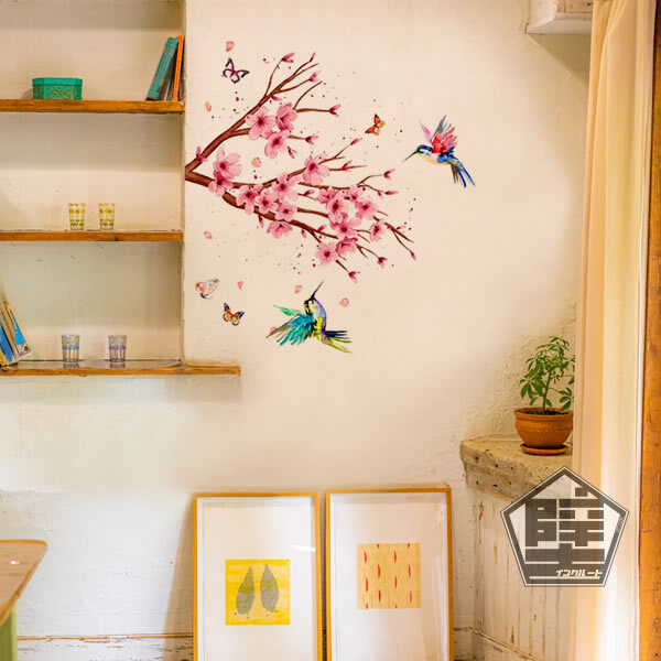 壁ステッカー ウォールステッカー さくら サクラ 桜 梅 春 ハチドリ 小鳥 新年 木と鳥 梅の花 植物 木 ツリー 和室 和風拍卖