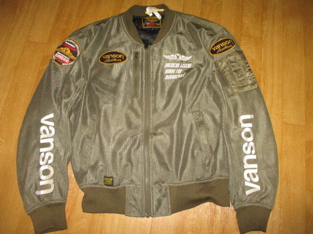 バンソンレーシング サイズXL MA-1タイプ 全刺繍ロゴ フルメッシュライダースジャケット 美中古拍卖