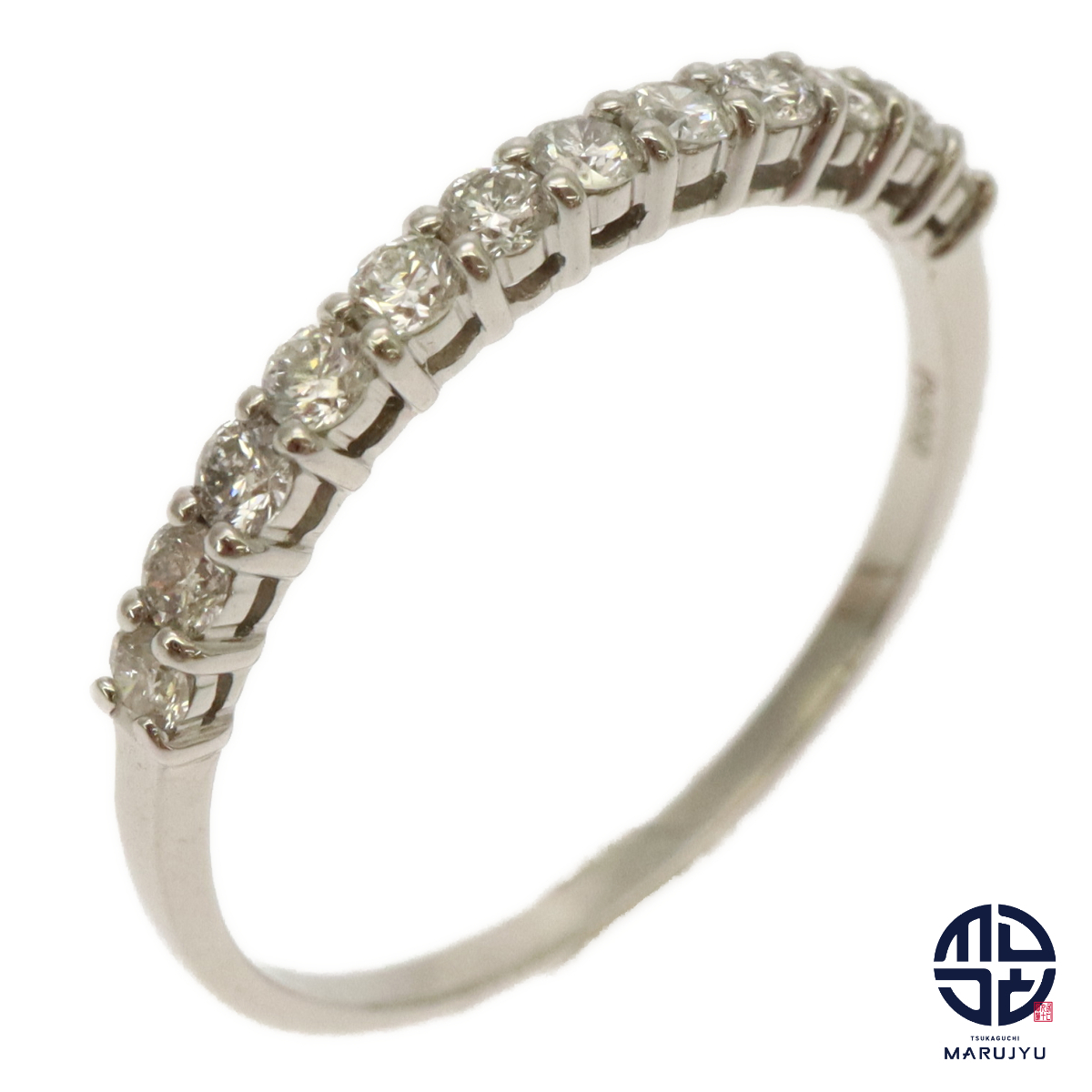 Pt900 プラチナ ダイヤ0.30ct ハーフエタニティ リング 指輪 ジュエリー シンプル 重ね付け アクセサリー 約11号拍卖