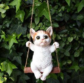 猫の置物 エンジョイブランコ 三毛猫 MK123QY キャット ガーデンオブジェ CAT 動物 オーナメント ネコ 雑貨 ガーデン拍卖