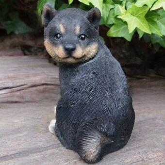 犬の置物 柴犬 振り向き柴 GBK005QB 黒柴 いぬ オーナメント ガーデン インテリア 雑貨 置物 庭 ガーデンマスコット拍卖