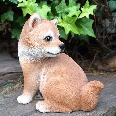 犬の置物 柴犬 振り向き柴 G005QB いぬ イヌ 動物 オーナメント ガーデン インテリア 雑貨 置物 庭 ガーデンマスコット拍卖
