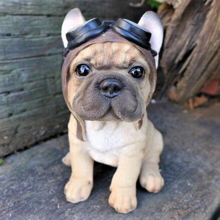 犬の置物 ブルドッグ ゴーグル帽子 T14262 いぬ オーナメント ガーデン オブジェ リアル ガーデニング インテリア 雑貨拍卖