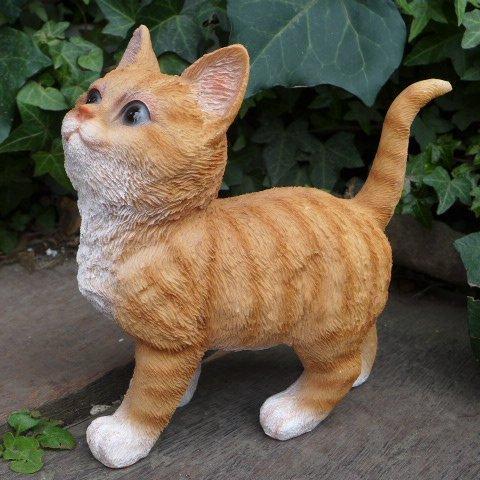 猫の置物 子猫 グレー 9590H キャット ガーデンオブジェ CAT 動物 オーナメント ネコ 雑貨 ガーデン拍卖