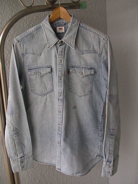 Levi's リーバイス ダメージ リペア仕様 65816-0170 コンチョボタン ウエスタン デニムシャツ Sサイズ 拍卖