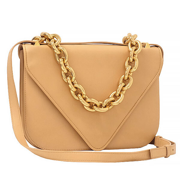 送料無料 本物 BOTTEGA VENETA ボッテガヴェネタ マウント エンベロープ 2WAYチェーンショルダーバック レザー ベージュ おしゃれ拍卖