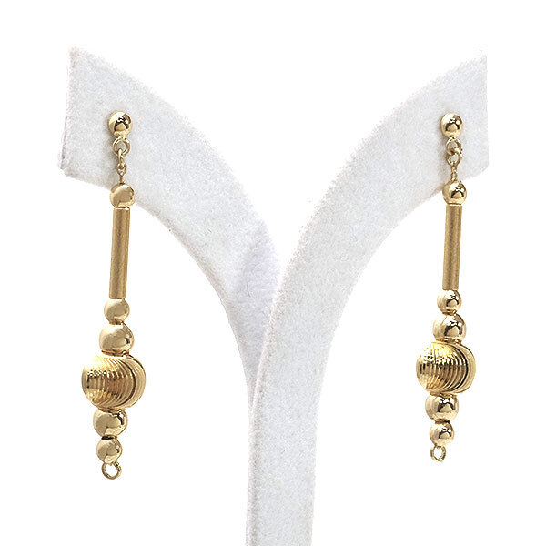 送料無料 本物 本物 デザインピアス K18YGイエローゴールド レディース メンズアクセサリー 仕上げ済み おしゃれ 垂れるデザイン 高級拍卖