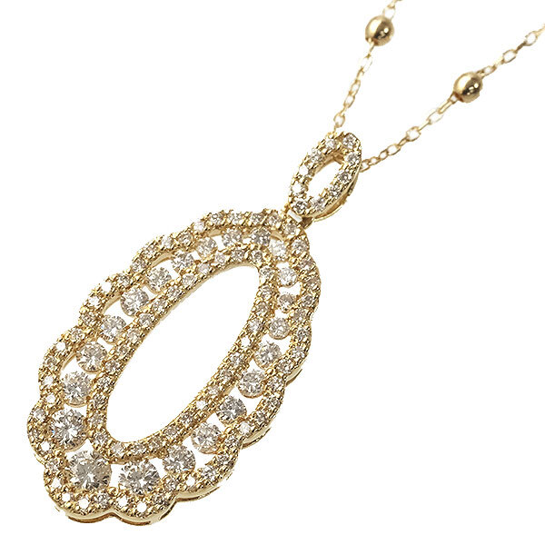 送料無料 本物 ダイヤモンドネックレス K18YGイエローゴールド ダイヤ0.88ct レディースペンダント おしゃれ キラキラ アクセサリー拍卖