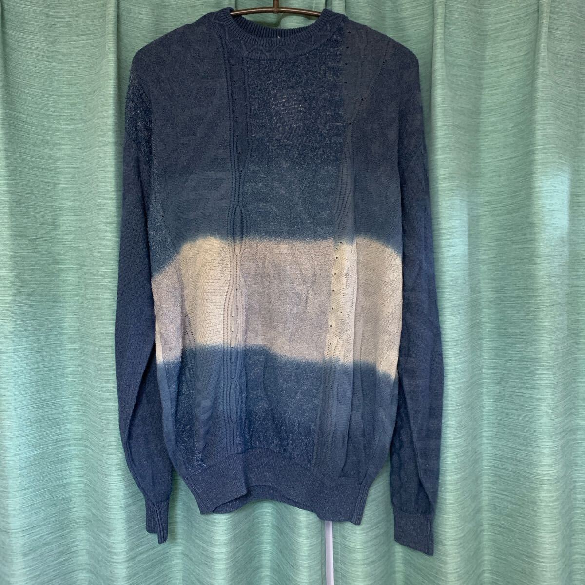 SUPERIOR グラデーションブルー ニットセーター サイズ M拍卖