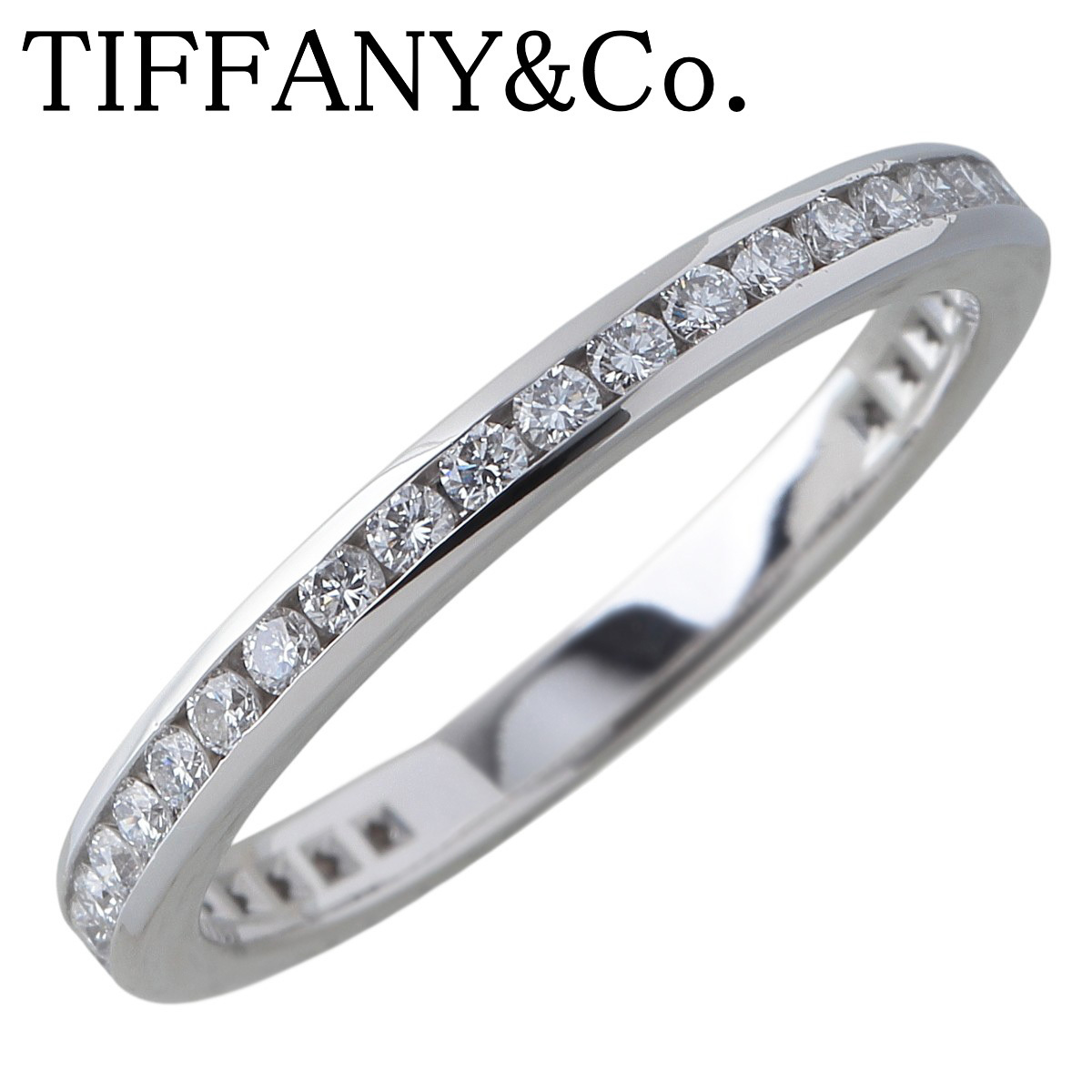 ティファニー チャネル フルエタニティ ダイヤ リング 11号強 幅2.2mm PT950 フルサークル 箱 新品仕上げ済 TIFFANY【21718】拍卖