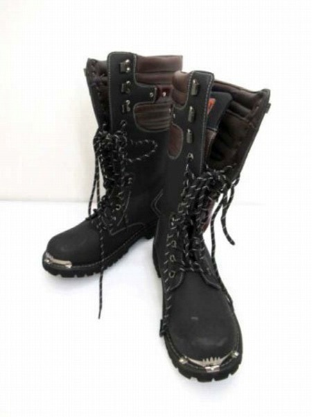 ADDAX ロングブーツ エンジニアブーツ ワークブーツ 編み上げ YS988 26.0cm ブラック 箱なし 中古 ■拍卖