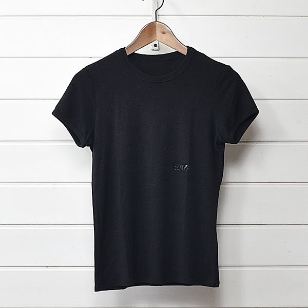 EMPORIO ARMANI エンポリオアルマーニ 半袖Tシャツ カットソー レーヨン ブラック 半袖|25c2563拍卖