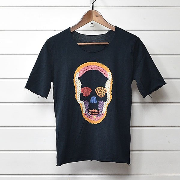 lucien pellat-finet ルシアン ペラフィネ カットソー フラワーカモフラージュ ドクロ Tシャツ ブラック 半袖 S|25c2561拍卖