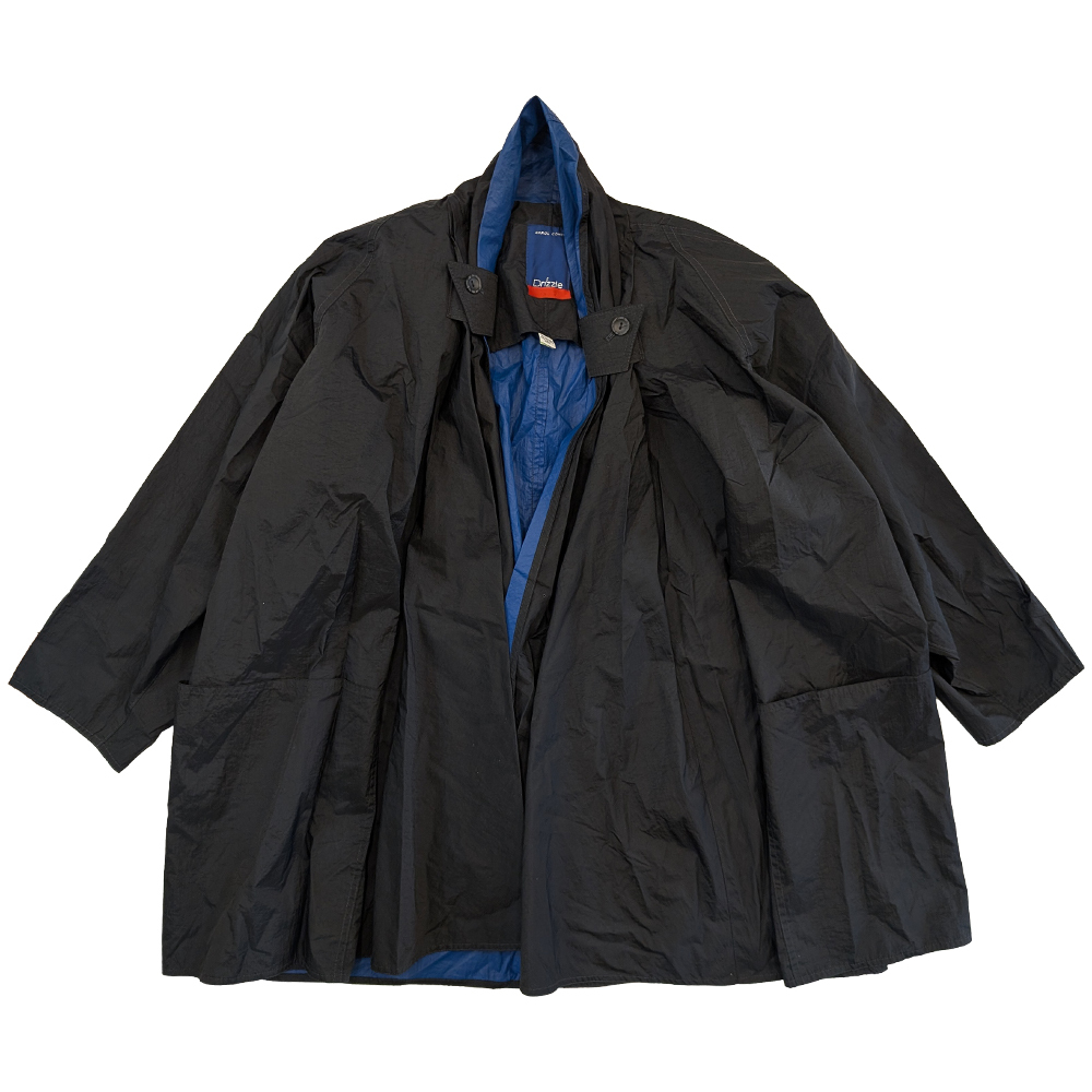 90's Carol Cohen Drizzle ショールカラー ジャケット size10 90年代 ナイロン ポリエステル black blue vintage 古着 ポケット付き【D】拍卖