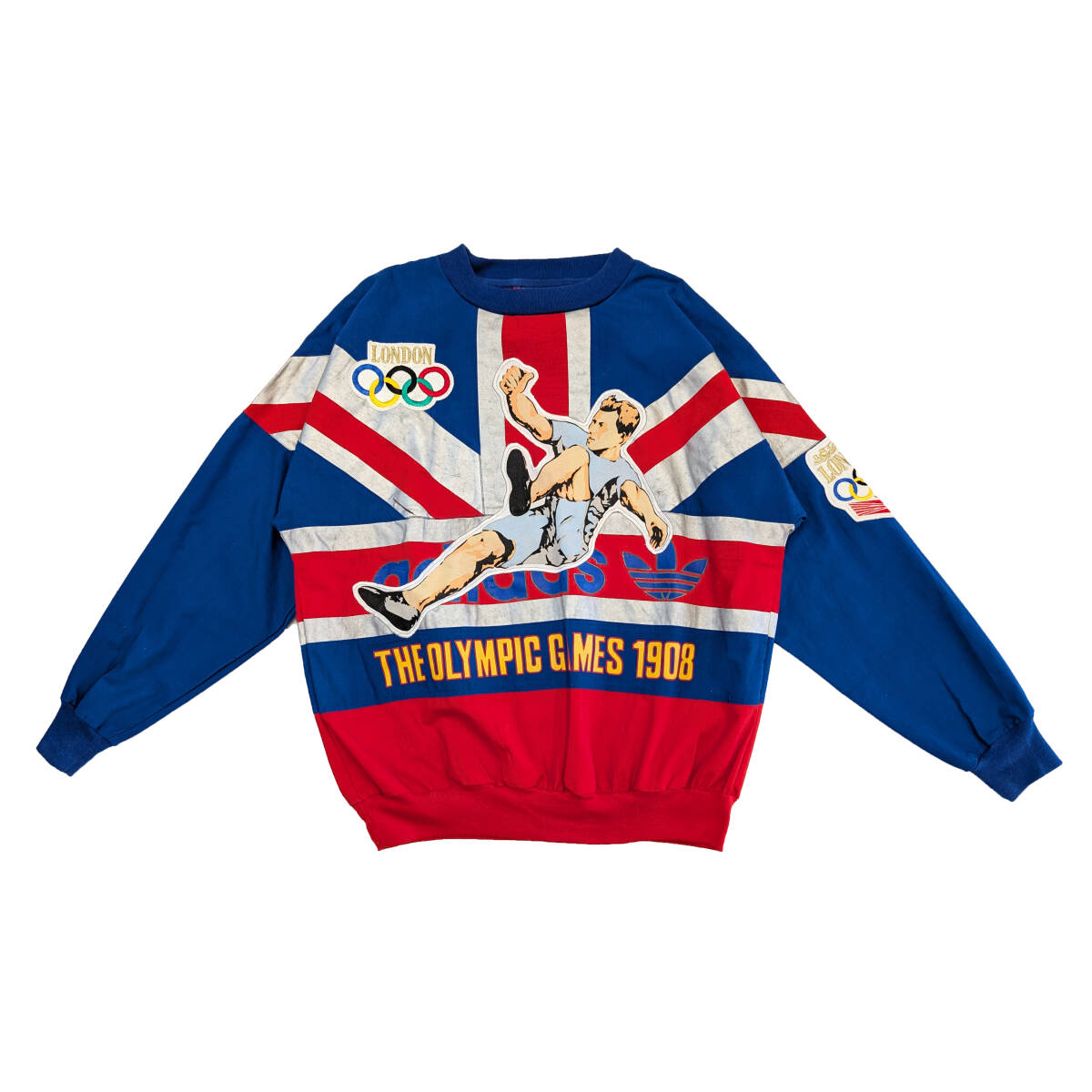 1908年 1948年 LONDON OLYMPIC ロンドンオリンピック adidas プルオーバートップス ユニオンジャック 80's 80年代【L】拍卖