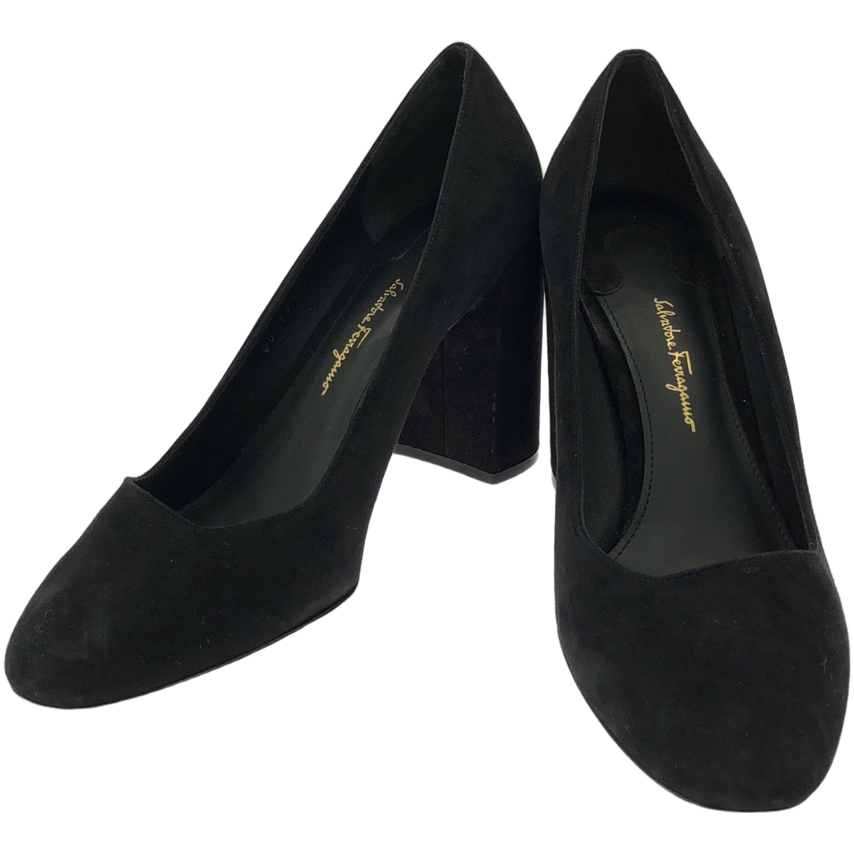 Salvatore Ferragamo サルバトーレ フェラガモ AREZZO85 チャンキーヒールスウェードパンプス ブラック 9 IT9L7YJT8WEV拍卖